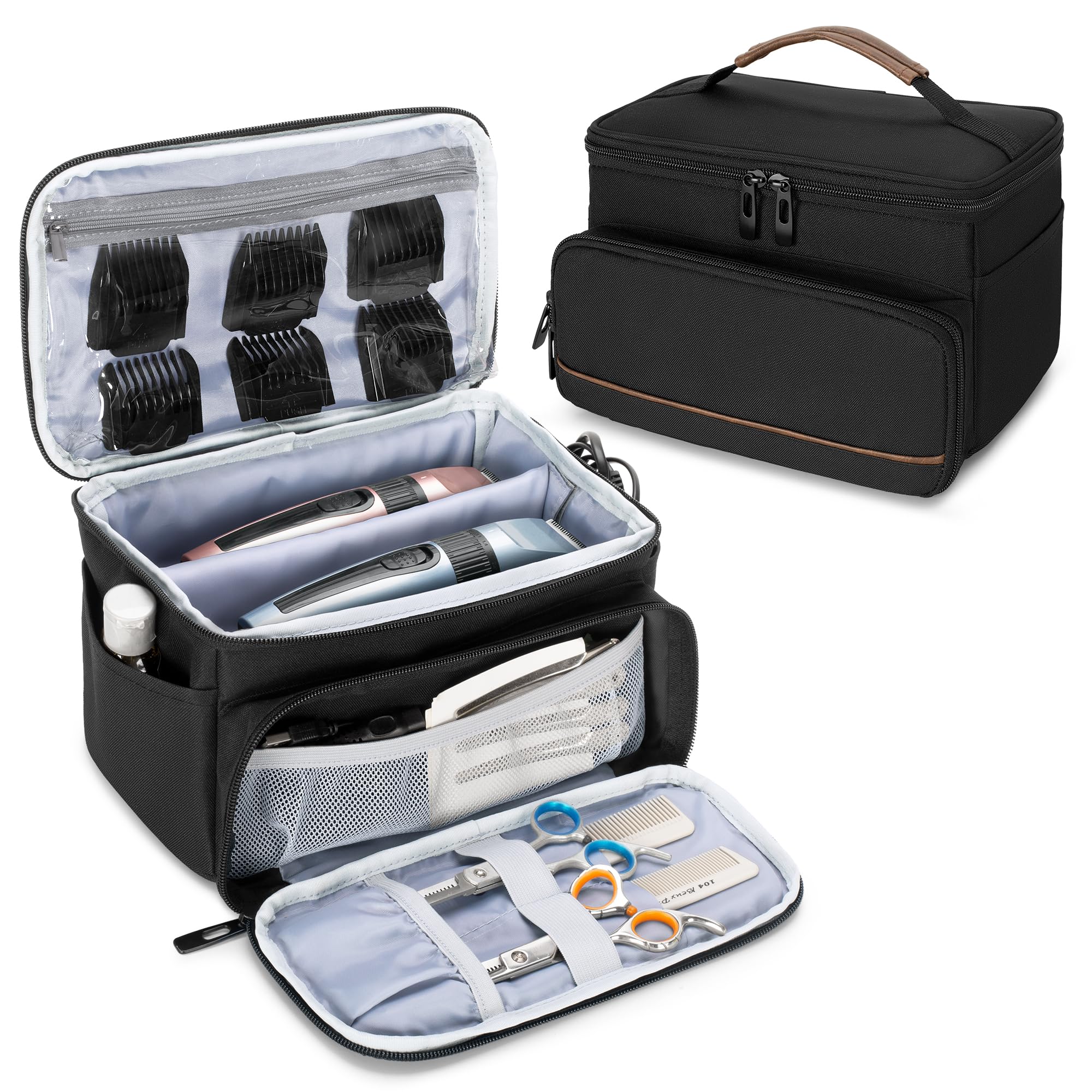 CURMIO Carrying Case for Clippers, Men Trimmer Kits Storage Bag Compatible with Andis, Hatteker, Oster Hair Clipper and Cutting Tools, Black