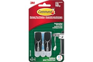 Command Outdoor Medium Stainless Steel Toggle Hooks, 2 lb. Capacity, Water-Resistant Adhesive, 2-Hooks, 3-Strips