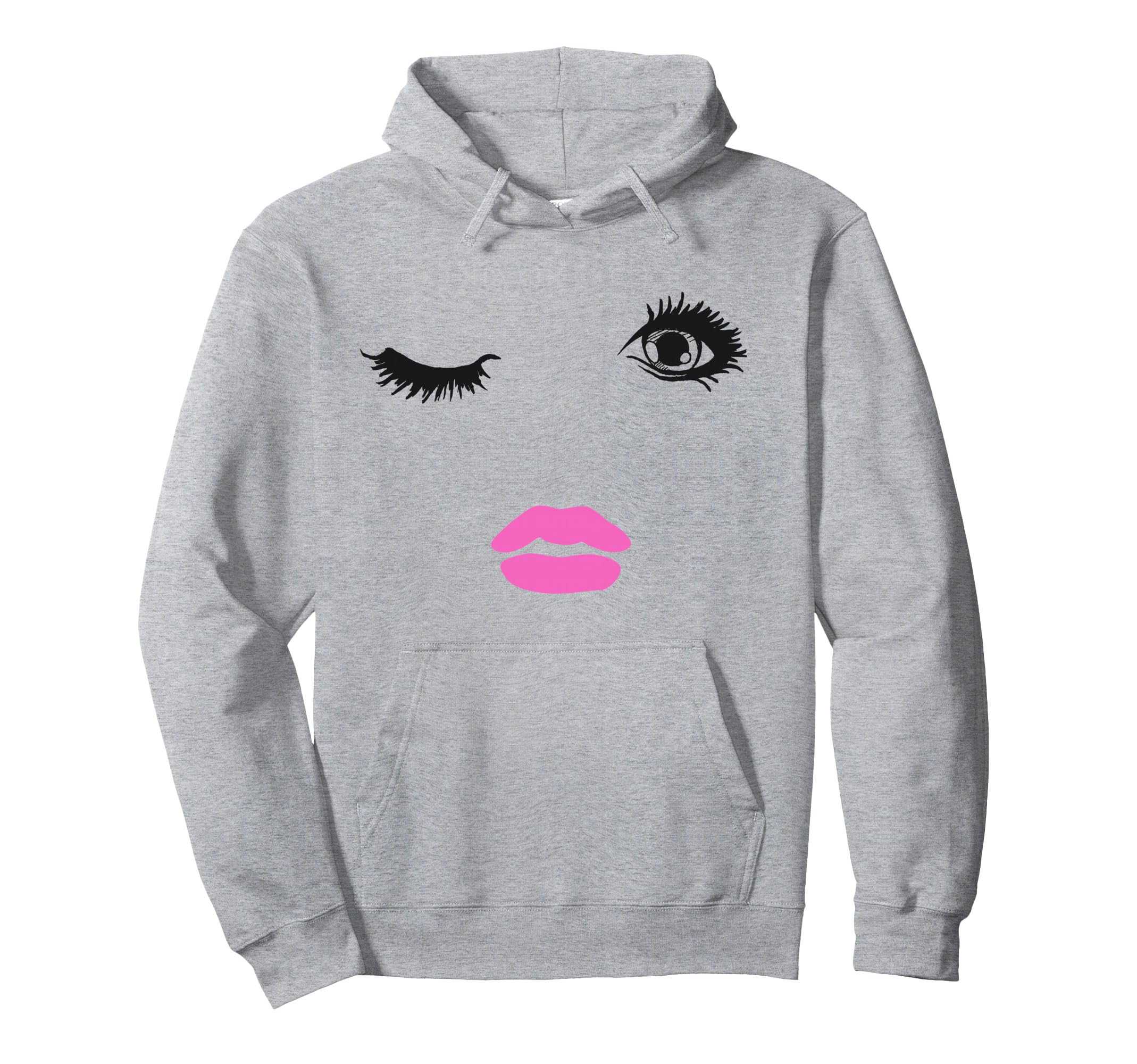 Cute winking Eye Lashes Fashion Face Lips and Eyelashes Pullover Hoodie