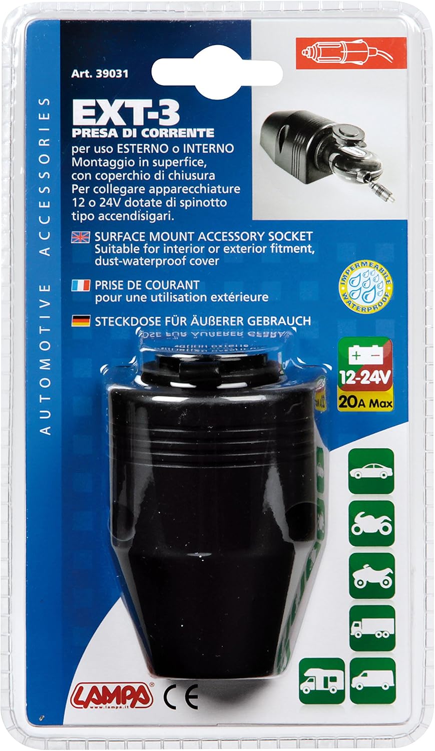 Lampa 39031 Current Socket EXT3 Installation on Surface, 12/24 V, Other - Image 5