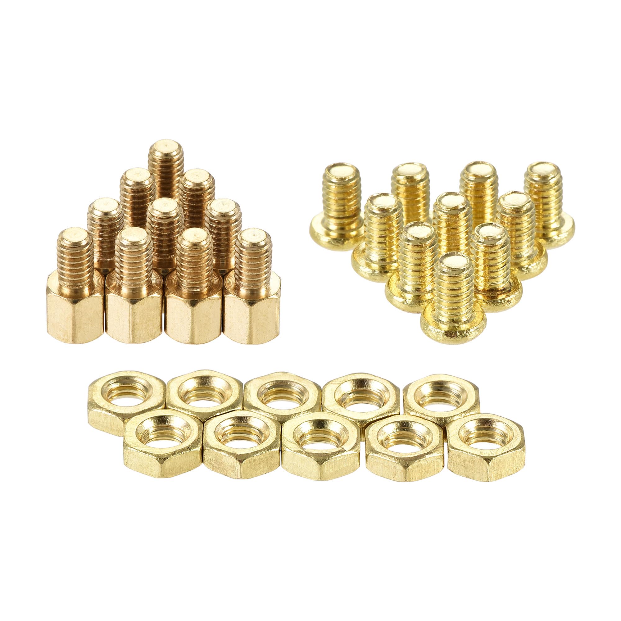 sourcing map M4 Hex Brass Standoff Spacer 6mm+6mm Male-Female Threaded Pillar Screw Nut Kit for PCB Motherboard Computer Circuit Board, 20 Sets — image 1