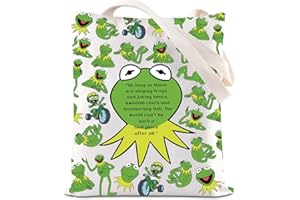 Cartoon Movie Inspired Tote Bag Green Frog Character Lovers Gift Karma Frog Shoulder Bag WDW Magic Kingd*m Gift