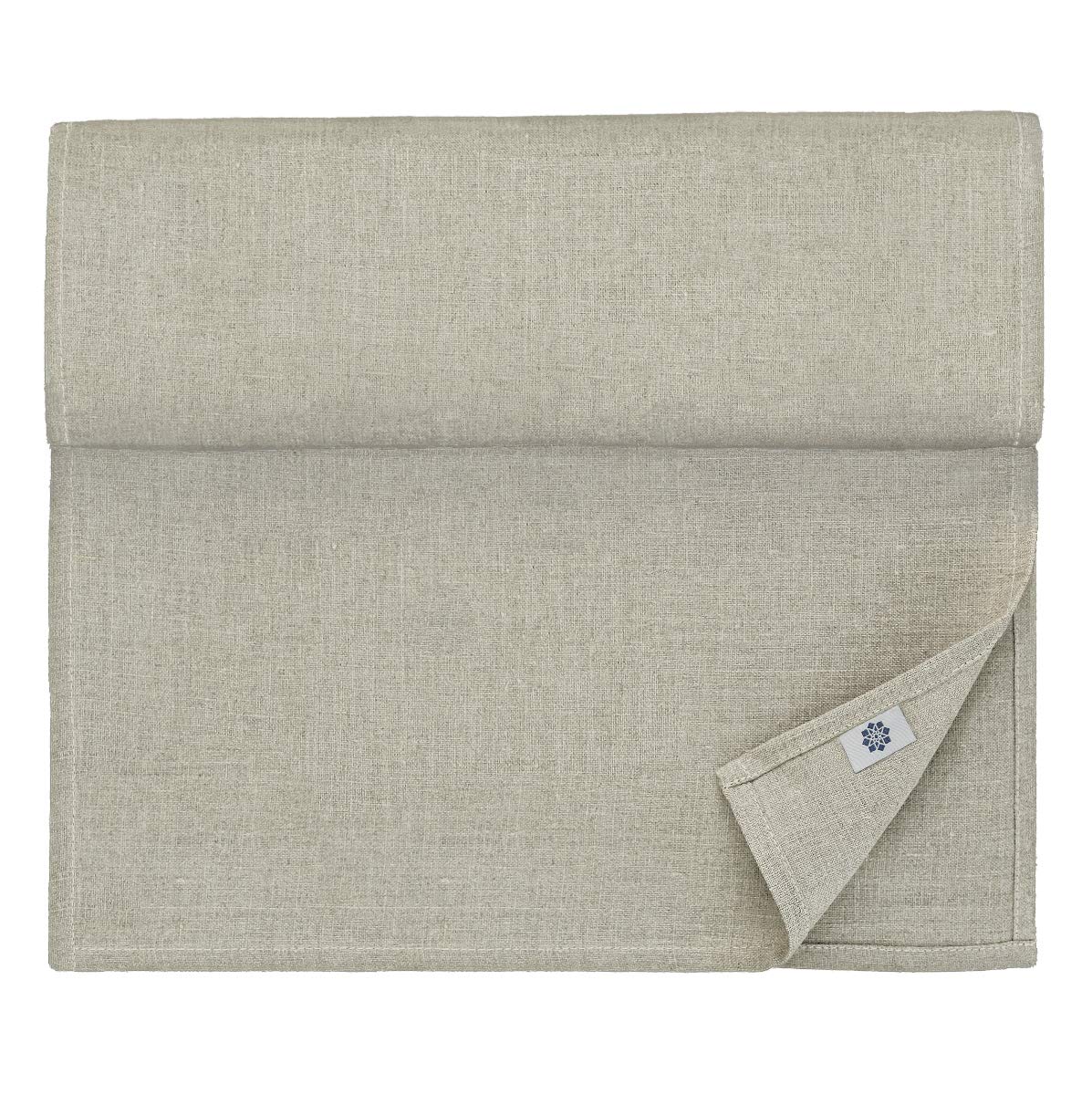 Linen & Cotton Natural Table Runner ANABELLA, 100% Linen - 47 x 180cm (18.8''x 72''), Beige/ Grey