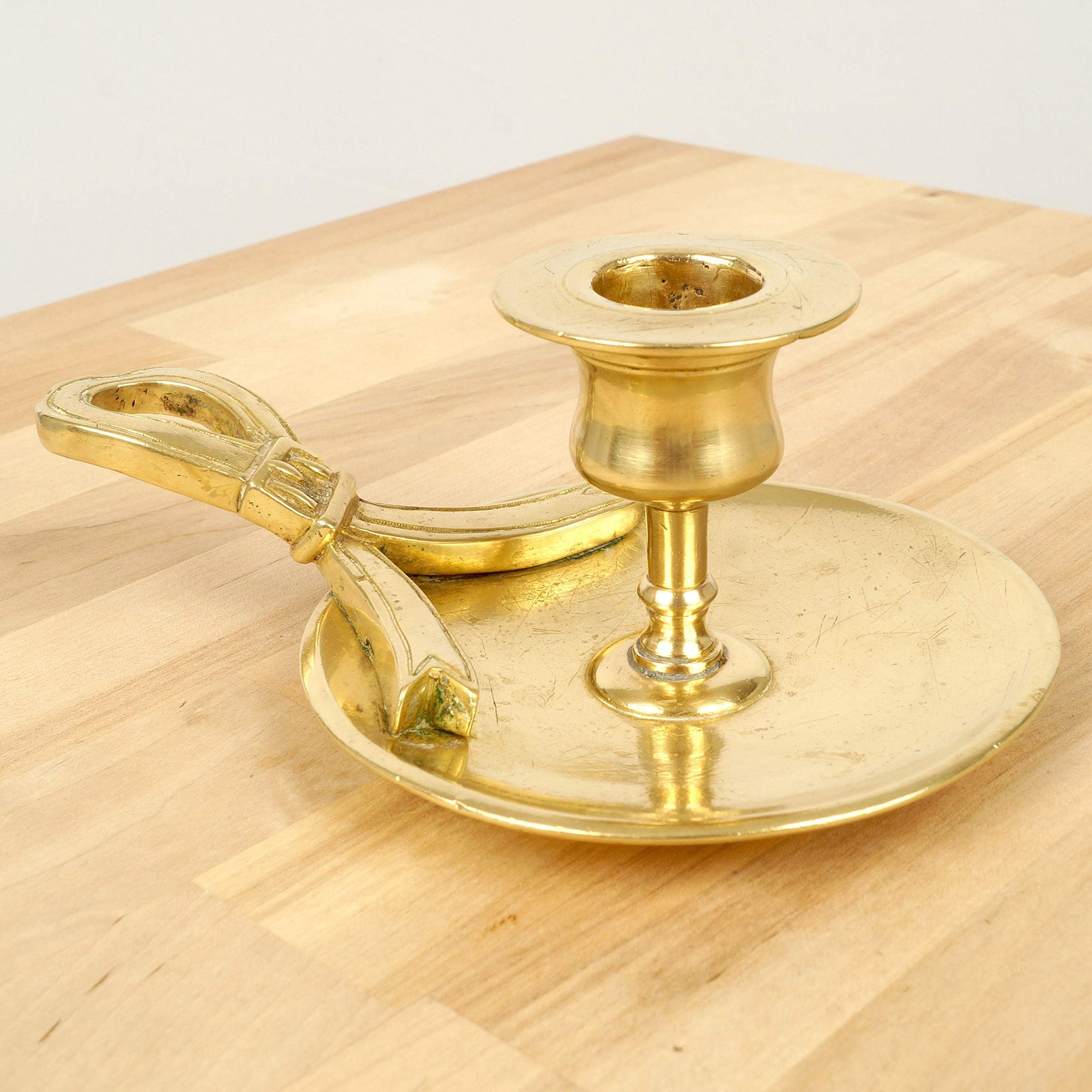 Restored by UKARETRO Candle Holder/Candle Stick || Vintage Solid Brass Candle Holder || Bow Design on Handle