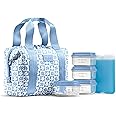 Fit & Fresh Neoprene Like Lunch Bag For Women, Insulated Womens Lunch Bag For Work, Tear & Stain Resistant Large Lunch Box With Containers and Ice, Machine Washable Remi Lunch Bag, Blue Daisy