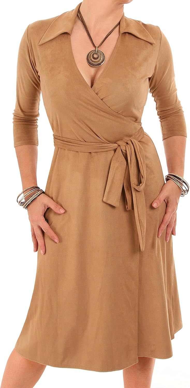 brown wrap dress