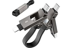 6-in-1 USB C Multi Charging Cable, 60W PD Fast Charge & Data Sync, Portable Magnetic Keyring with Lightn-ing, USB-C & USB-A f