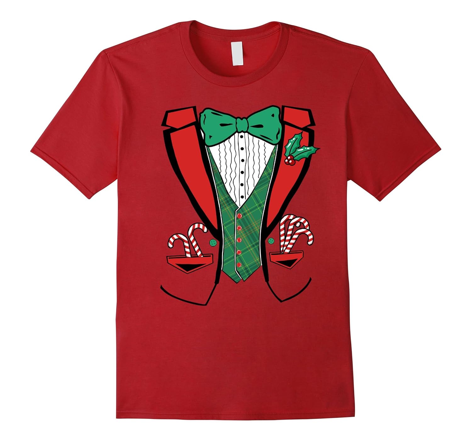 Funny Christmas Tux T-Shirt - Holiday Tuxedo Funny T-Shirt-Rose