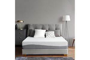 Olee Sleep Full Mattress, 10 Inch Gel Memory Foam Mattress, Gel Infused for Comfort and Pressure Relief, CertiPUR-US Certified, Bed-in-a-Box, Medium Firm, Grey, Full Size