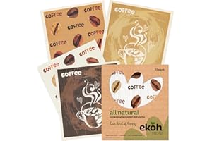 EKOH Design Swedish Dish Cloths 12 Eco Reusable Cellulose Cloths - Paper Towel Sponge Dish Rag Replacement - Biodegradable Ab