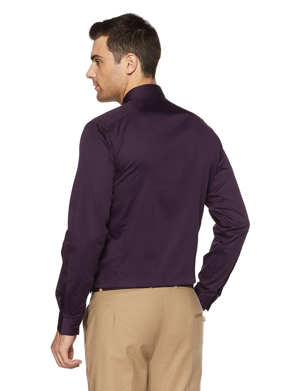 wills lifestyle men's solid slim fit dress shirt