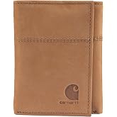 Carhartt Nubuck Leather Trifold Wallet Brown | Wallets for Men, Full Grain Leather, Wallets, RFID Blocking Bifold, Trifold and Slim Front Pocket Options, Gifts for Men