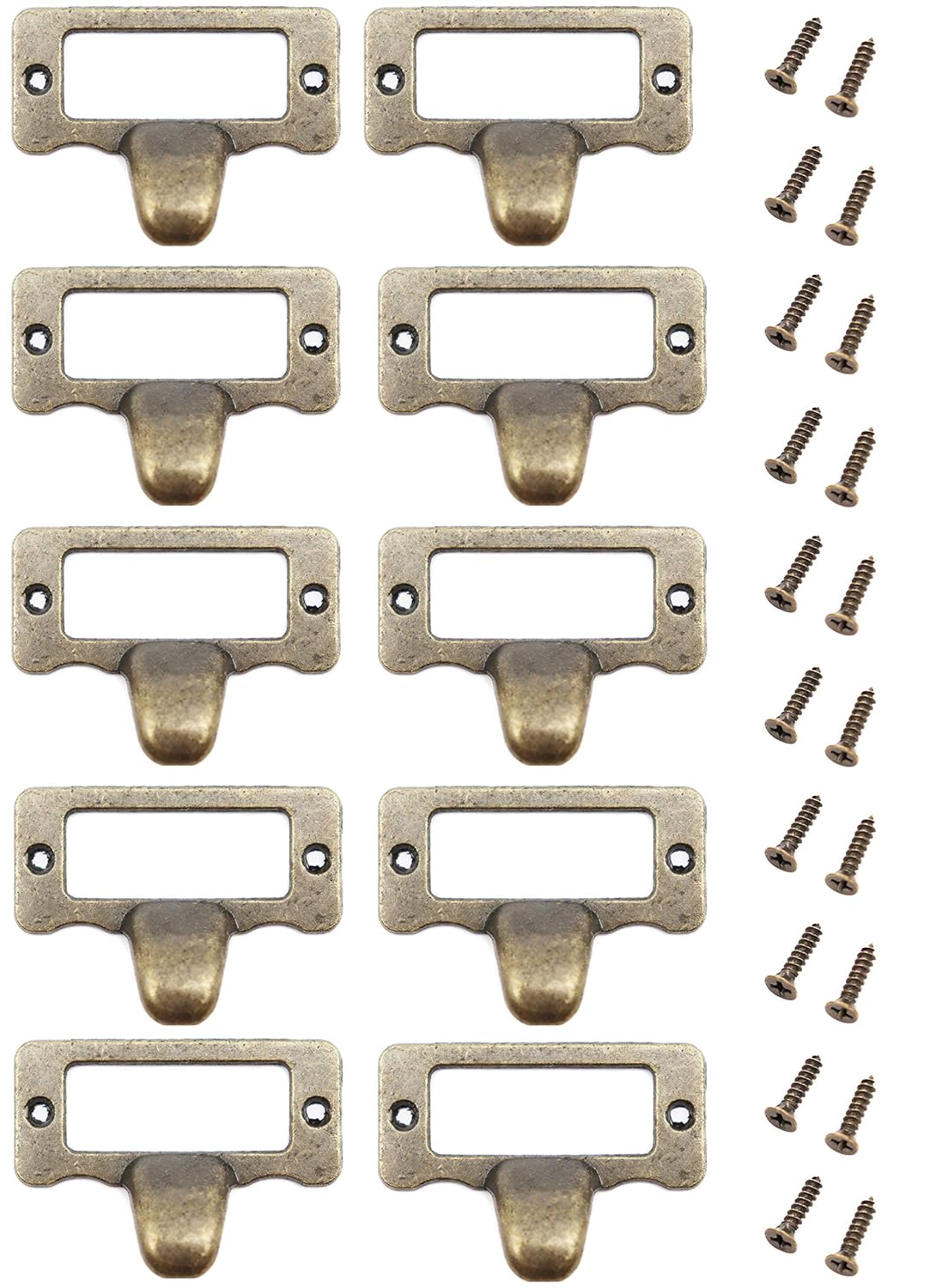 Library Drawer Pulls, binifiMux 10 Pack Vintage Antique Drawer Cabinet Chest Card Label Holder Pull