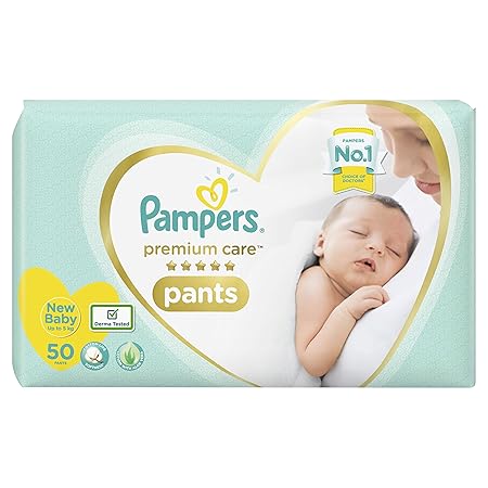 Pampers Premium Care Pants Diapers, New Born (50 Count)