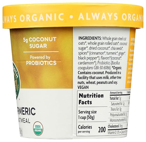 NATURES PATH ORGANIC GOLDEN TURMERIC SUPERFOOD OATMEAL CUP, 1.76 OZ