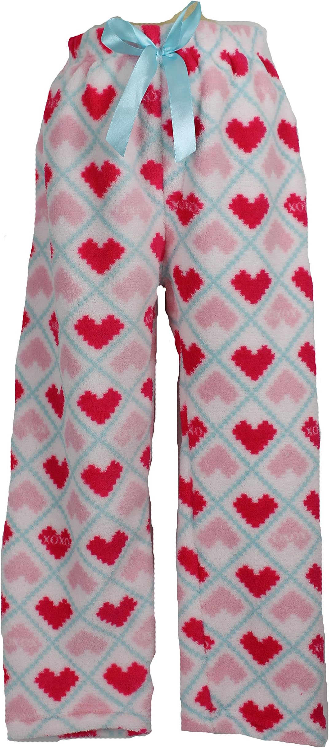 XOXO Girl's Super Fuzzy Fluffy Pajama Lounge Pants, Pink Hearts (S/6-6X)