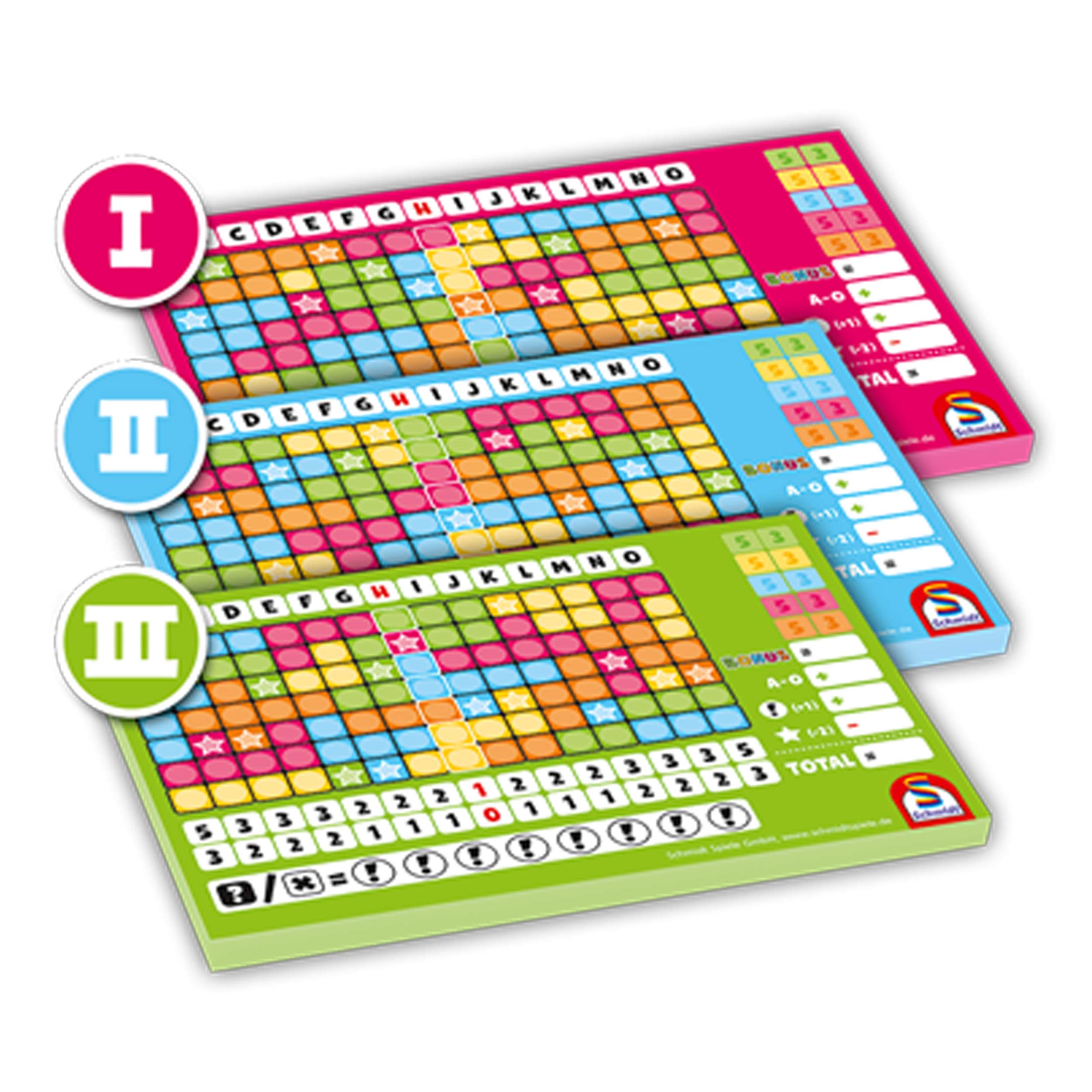 SCHMIDT Noch Mal! Zusatzblöcke (Nr. I, II, III), 3 Stück sortiert in Faltschachtel (Spiel)