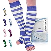 Doc Miller Compression Socks for Pregnant Women – Wide Calf, Open Toe Knee Sleeve 15-20 mmHG,Toeless Pregnancy Stockings for Varicose Veins, Footless Shin Splint Relief, 1 Pair