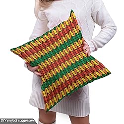 Ambesonne Rasta Fabric by The Yard, Geometrical Zig