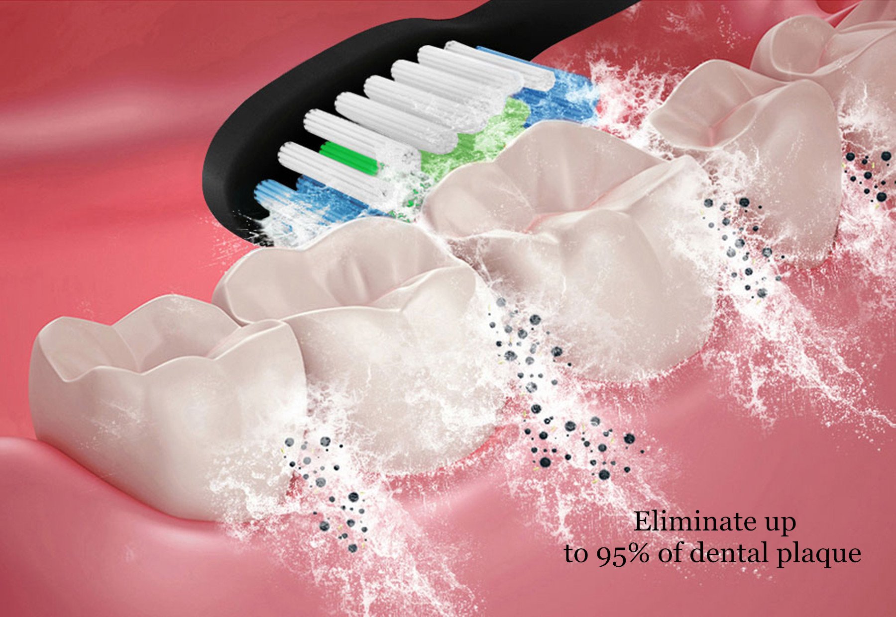 Presmile Ersatz-Zahnbürsten-Set passt gesunden weißen und sanft empfindlichen Zahnbürstenköpfen 3er-Pack (2 + 1), Schwarz