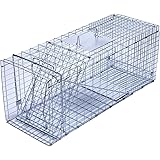 Trapro Large Collapsible Humane Live Animal Cage Trap for Raccoon, Opossum, Stray Cat, Rabbit, Groundhog and Armadillo - 32" x 11" x 13"