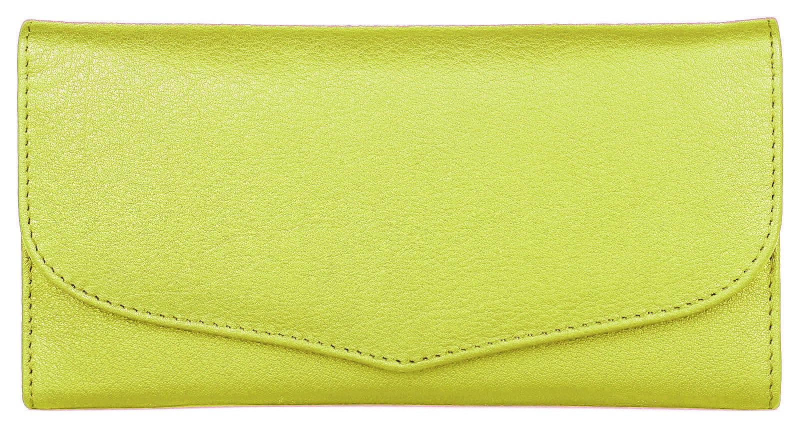 J. Wilson London Ladies RFID Safe Designer Soft Leather Purse Card Women Clutch Wallet with Zip Pocket Gift Boxed (Lime Green)