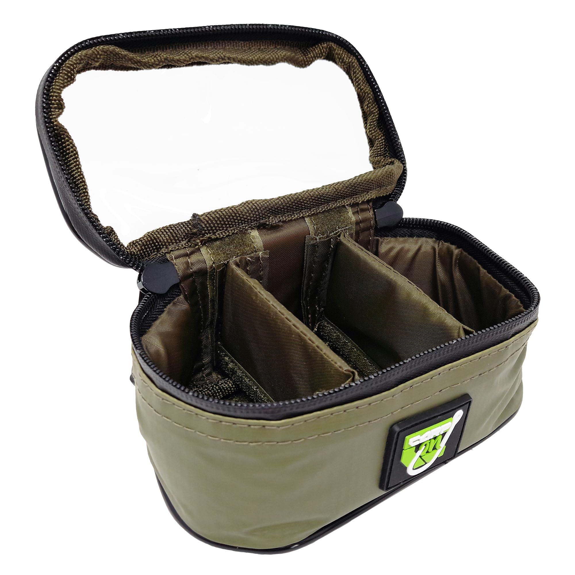 Carp On - 3 Section Lead Weight Accessories Bag Range - 2 Sizes Clear Lid and Black Waterproof Zipper and Two Zip Pullers (1 x 16cm x 9cm x 8cm) [27-00066]