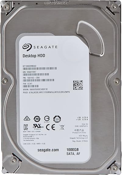 Seagate Barracuda ST1000DM003 1TB Internal Hard Drive 3.5 SATA 6Gb/s 7200RPM