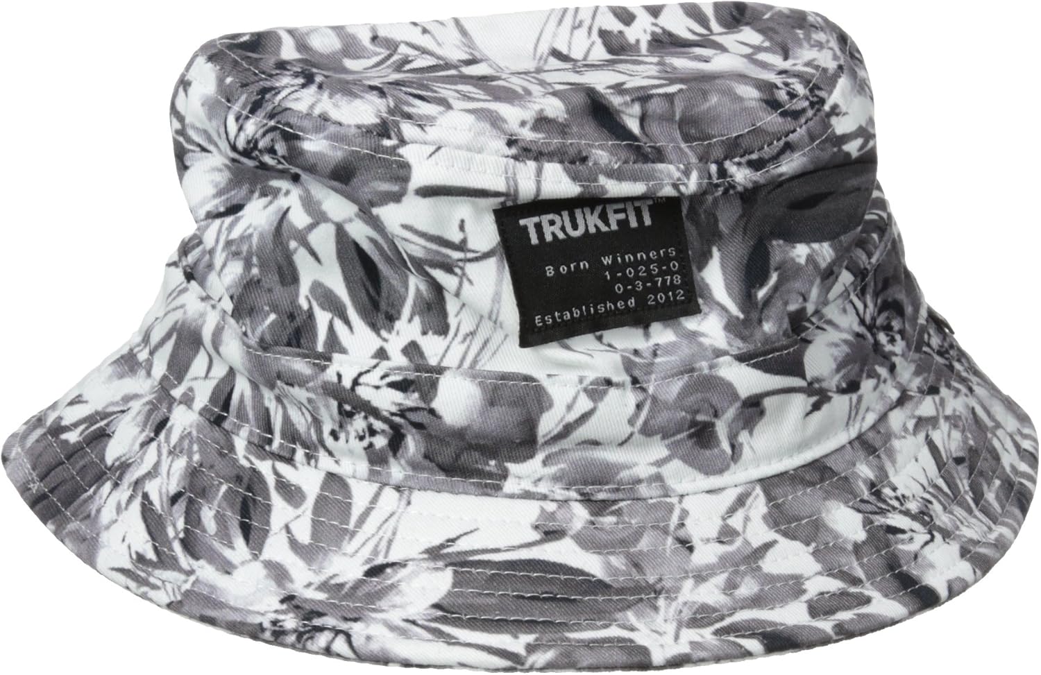 white floral bucket hat