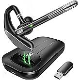 EKVANBEL Bluetooth Headset V5.3, 96H Talktime, Wireless Earpiece with 1000mAh Charging Case, Bluetooth Headphones with Dual-Mic for Computer Cell Phones Trucker Home Office Work (Gray)