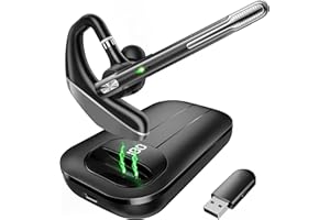 EKVANBEL Bluetooth Headset V5.3, 96H Talktime, Wireless Earpiece with 1000mAh Charging Case, Bluetooth Headphones with Dual-Mic for Computer Cell Phones Trucker Home Office Work (Gray)