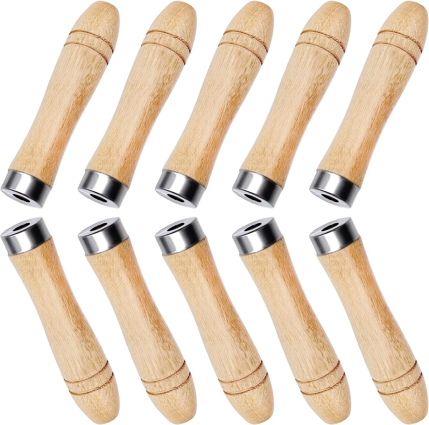 JLNGTHONG 10pcs Wooden File Handle,Safety File Handle for Handle Replacement File Cutting Tool Craft -11cm Length (6mm Hole)