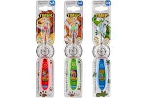 Lily's Home Children's Battery Powered Toothbrush with Flashing Timer - Pack of 3 (Wild Bunch - Boys)
