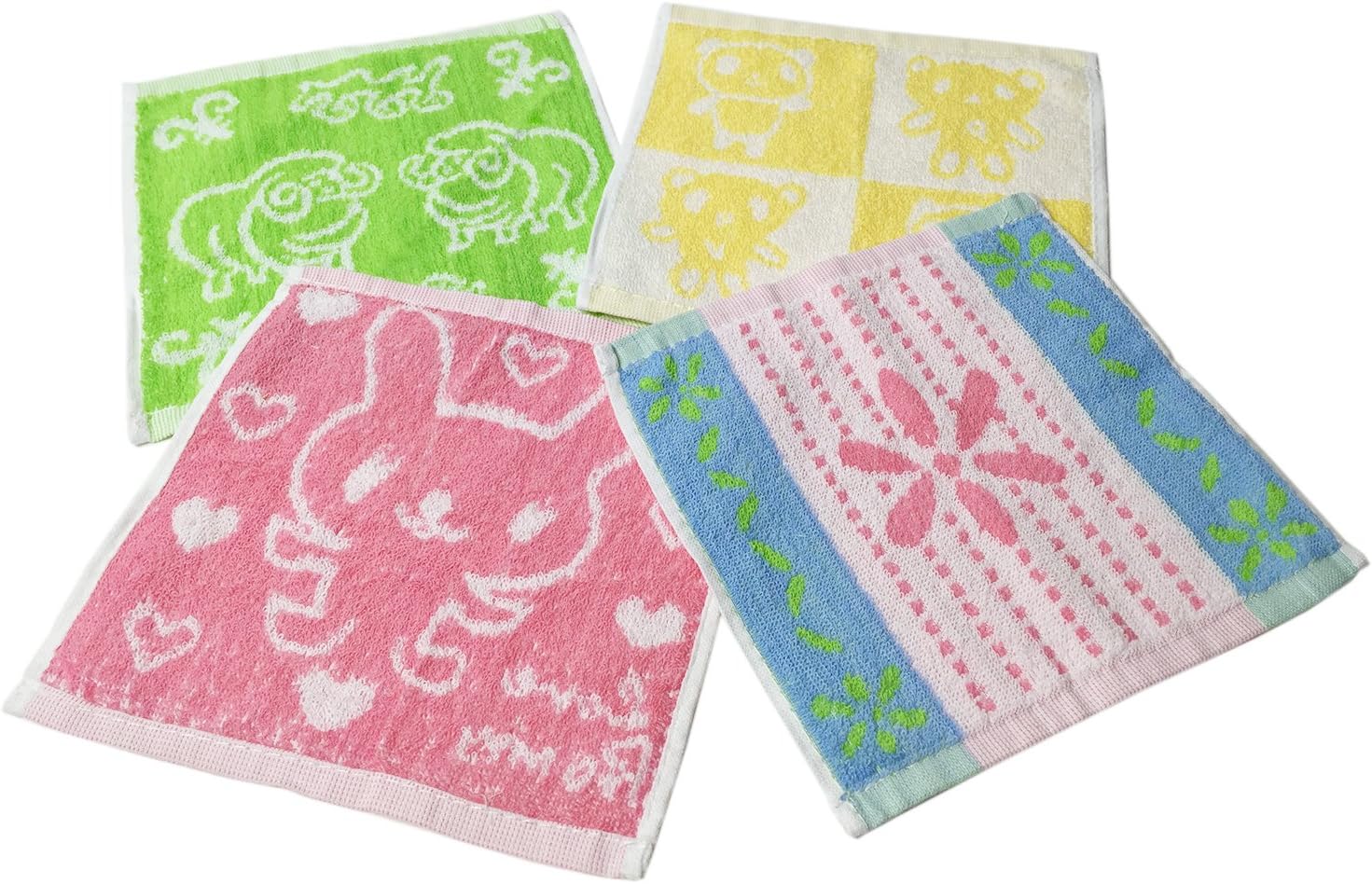 Amazon ミニタオル ハンドタオル ハンカチ セット かわいい 動物 花 柄 ヒツジ パンダ うさぎ こども 子供 男の子 女の子 ピクニック にも 使える 12枚 ハンドタオル ホーム キッチン オンライン通販