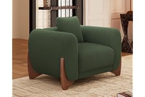 Morden Fort Sherpa Boucle Couch Armchair Single, Modern Sofa Upholstered Deep Chair with Soft Throw Pillow Skin-Friendly Minimalist Accent Chair Compatible with Sofa Set Couch for Living Room, Green