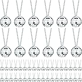 Junkin 48 Pieces Disco Necklaces Decoration Bulk Disco Mirror Ball New Year 70s Party Favors Mini Balls Decoration, 1.57 Inch Stage Props Accessories