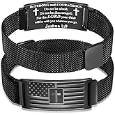 Duodiner Valentines Day Gifts for Him -American Flag/Flag Cross Bracelet for Men Boys,Stainless Steel Bible Verse Bracelet Jewelry Gifts for Men Boys