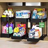 Sevenblue 3 Pack Under Sink Organizers, 2-Tier Multi-Use Kitchen and Bathroom Organizers and Storage with Sliding Drawers,Bathroom Cabinet Organizer (Black, 14.8 Inch)