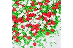 COBAKEY Christmas Red Heart Sprinkles for Cake Decorating 4.2 oz Edible Holiday Red Green and White Snowflake Confetti Sprinkles for Cupcake Topper Cookie Chocolate Cake Ice cream Decorations Baking Xmas Party