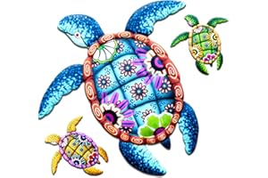 WHBIMGOOO Metal Sea Turtle Wall art Decor，Beach/Ocean/Nautical Theme Outdoor wall decor，Decorations for Garden Backyard Pool Patio Balcony Kitchen or Bathroom (3 Pack)