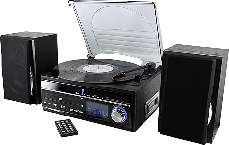 hi fi system with turntable and cassette