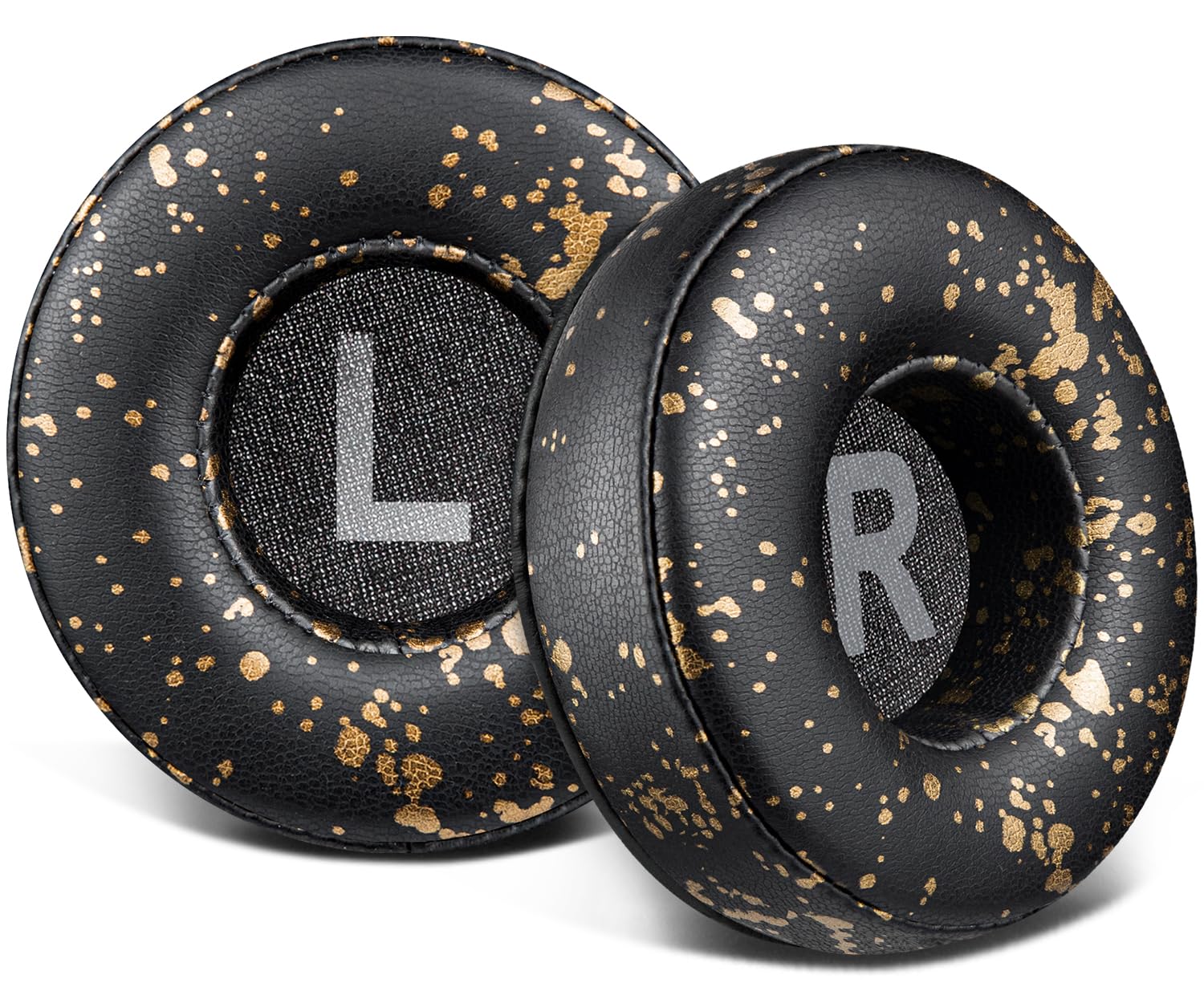 SOULWIT Earpads Replacement for JBL Tune 450BT/Tune 460BT/Tune 500BT/Tune 510BT/Tune 520BT/JR 300BT/JR 310BT/E40BT/Junior 320BT, Ear Pads Cushions with Soft Protein Leather - Black Gold