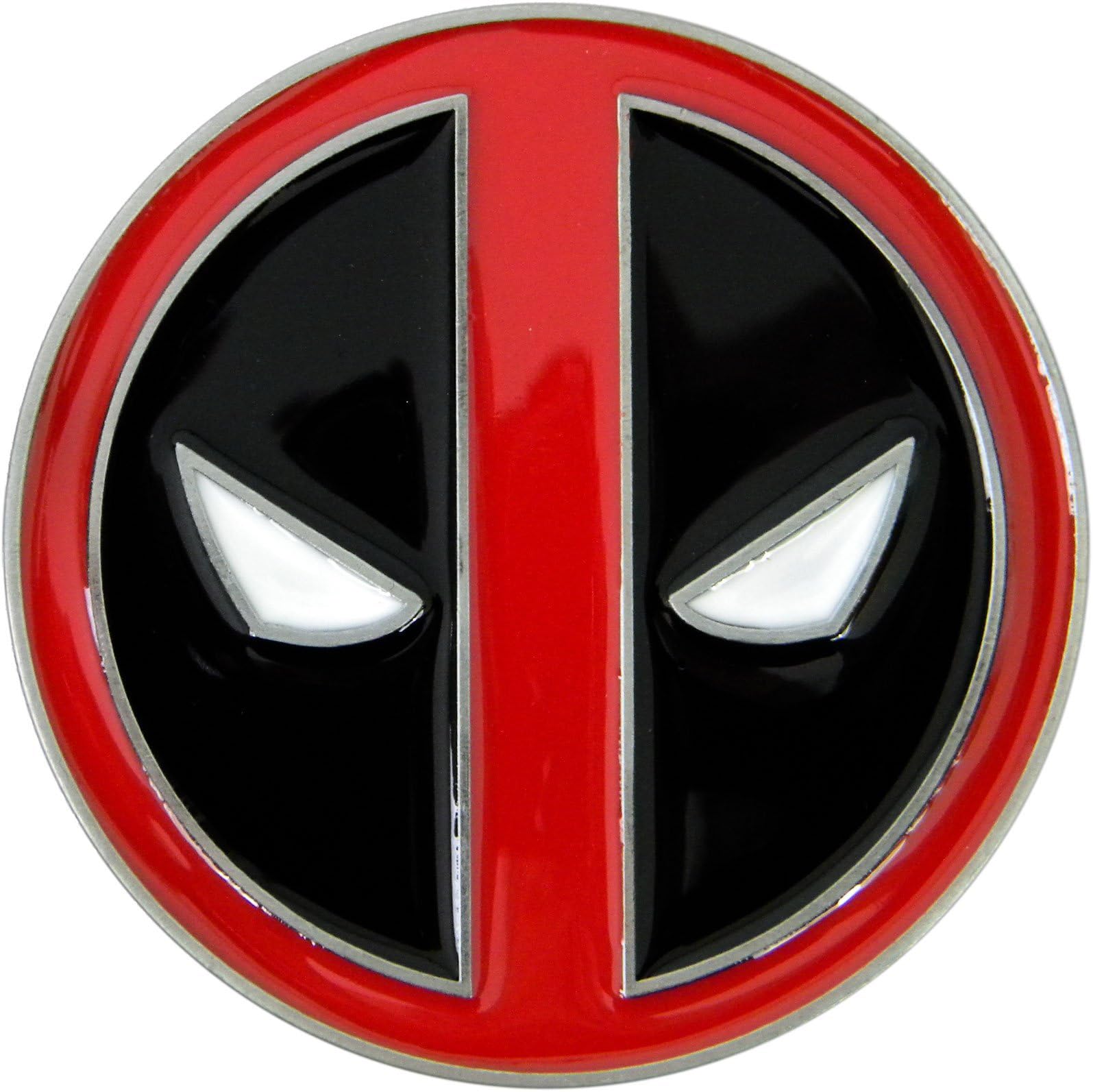 Deadpool Belt Buckle, Die Cast Chrome Finish Enamel Fill
