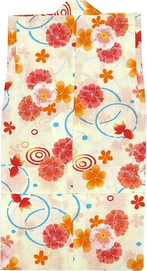 Amazon 浴衣 こども 女の子 110 古典柄の子供浴衣 生成り系 金魚 Tsgyak 11 21 着物 浴衣 通販