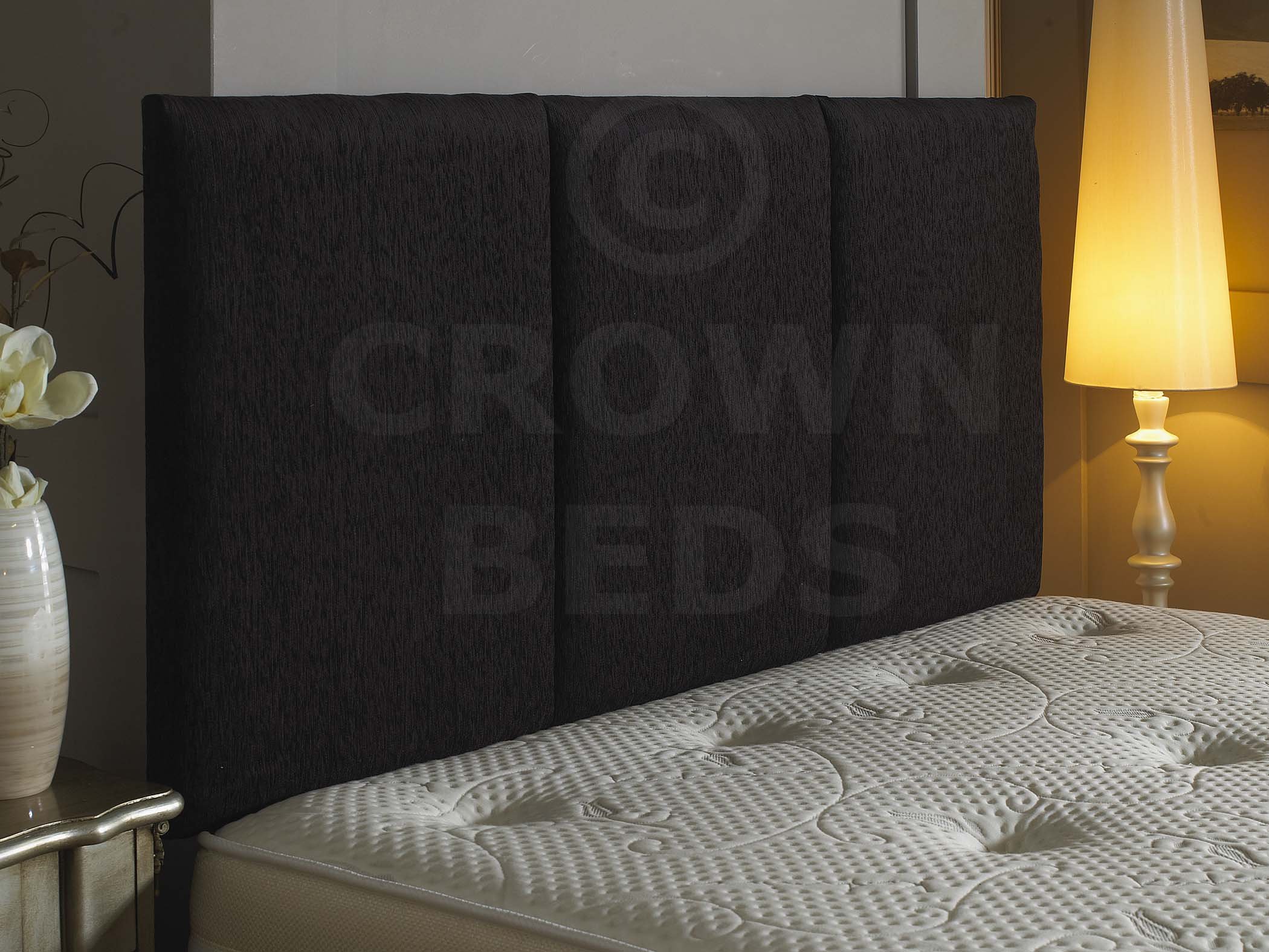 CROWNBEDSUK quality alton chenille headboard in 2ft6,3ft,4ft,4ft6,5ft,6ft Black, 6ft (super kingsize) 26