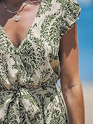 CUPSHE Women's Romper V Neck Flutter sleeves Waist