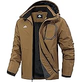 MAOYSSEN Men's Ski Jacket with Hooded Snowboarding Waterproof Fleece Lining Jacket Winter Coat Multi Pockets