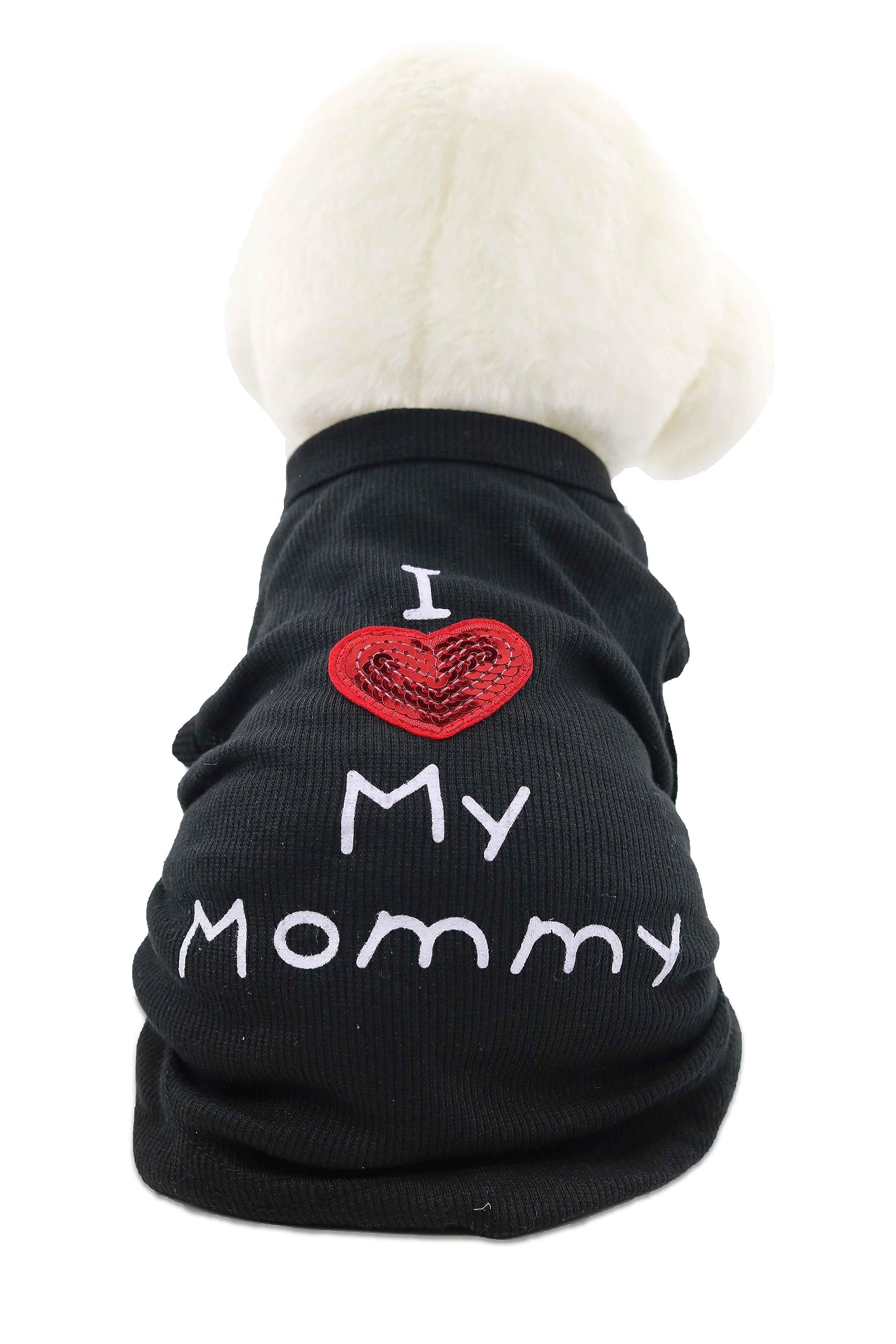 Small Dog Clothes XS Puppy Dogs Shirt I Love My Mom Mommy Dad Daddy Dog T Shirts for Small Dogs