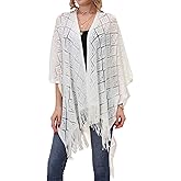 Knit Shawl Wrap for Women - Soul Young Ladies Fringe Knitted Poncho Cardigan Cape