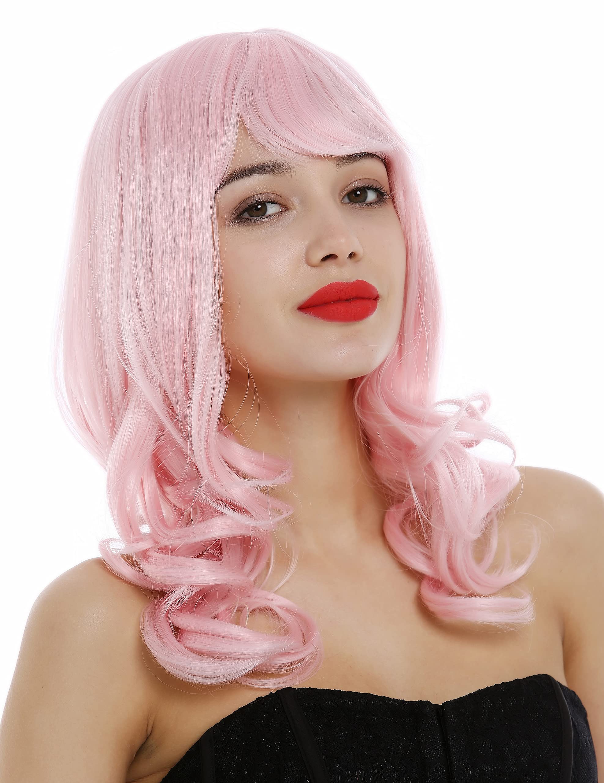 WIG ME UP - 3001-T2333 Lady Wig long wavy to curled curls fringe bangs light pink